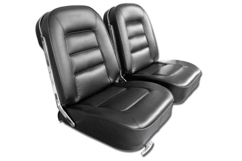 1965 CORVETTE REPRODUCTION LEATHER SEAT COVER SET BLACK